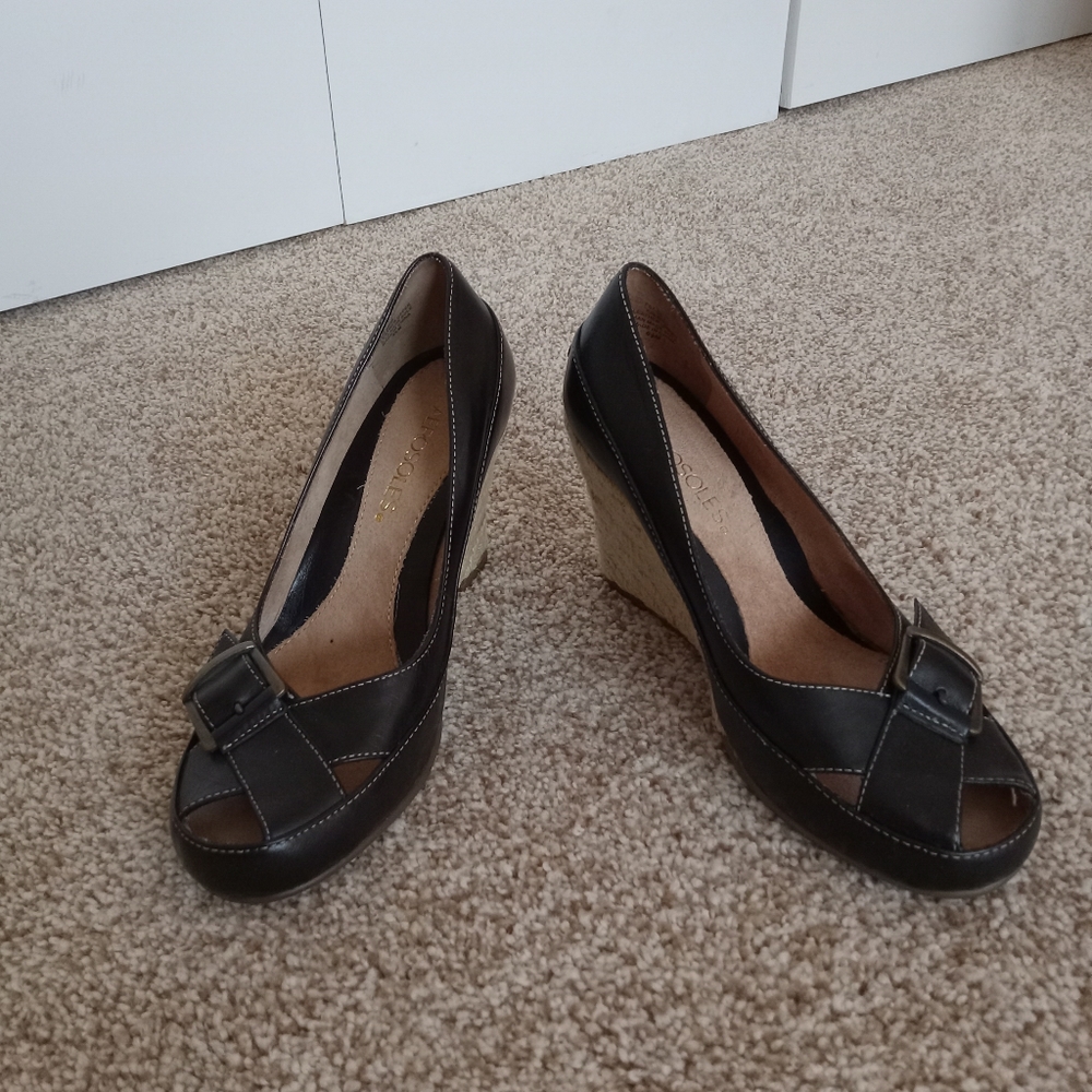 Aerosoles dark brown espadrills wedge heel size 6.5